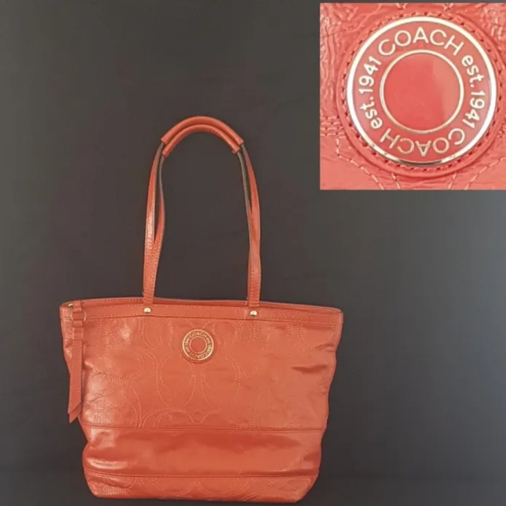 Vintage Coach Burnt Orange Leather Satchel Handbag K1295-F19190